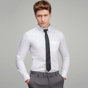 Men's Long Sleeve Dress Shirts Non Ironing Business Work Office Casual Shirt Classic Social Solid White Simple Basic Vintage 