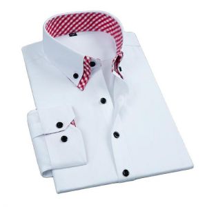 Top Quality Mens Dress Shirt Long Sleeve Non Iron Fashion Double Layer Business Formal Regular Fit Office Camisa Social Shirts