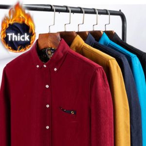 2021 Autumn Winter warm shirt plus size velvet thickening fashion shirt long sleeve men's brand shirt dress shirt