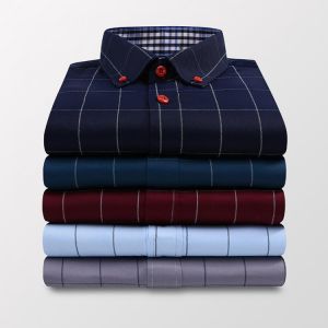 2021 Summer Thin Men'S Business Formal Short Sleeve Shirt Classic Fashion Trend All-Match Slim Check Shirt Male New Brand Top