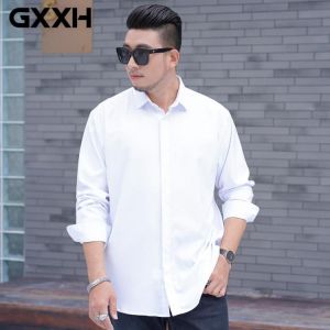 Extra Plus Large Size 10XL 8XL 7XL Mens Business Casual Long Sleeved Shirt Classic Solid  Male Social Dress Shirts Purple Blue