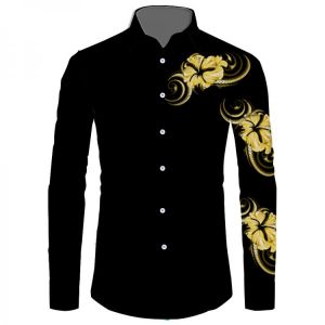 Factory Outlet Spring and Autumn Men Long Sleeve Shirts Samoan Custom Print Plus Size Puletasi Classics High Quality