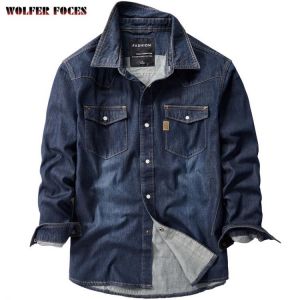 Denim Shirts Men's  Shirt For Men 2021 New Fasion Mens Dress Summer Man Brand Luxury Dress-shirt Male Long Sleeve Casual Jack