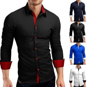 Men's Long Sleeve Business Shirt Double Collar Season Shirt Fashion Party Shirt Office Work Shirt Camisa Social Masculina