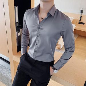 2021 British Style New Solid Shirt Men Long Sleeve Fashion Autumn Business Formal Wear Men Shirts Slim Fit Casual Blouse Men 5XL