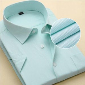 Men's Summer Short-Sleeved Formal Shirt Twill White Black Blue Green Business Dress Male Social Shirt