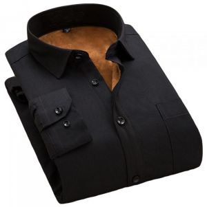 Fashion Winter Mens Shirt Casual Solid Striped Warm Thermal Camicia Brand Black White Blue Blouse Big Size 8XL 7XL 6XL 5XL XXXXL