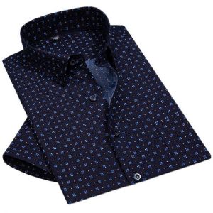 Summer Print Casual Shirts for Men Short Sleeve Striped Dress Shirt Mens Buiness Twill Solid Office Regular Fit Comfortable New