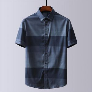 Plus the large size 8XL 7XL 6XL 5XL  men's business casual short-sleeved shirt classic thick striped men's social dress 