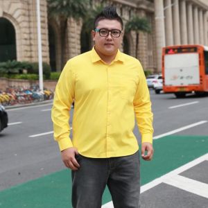 Plus Size 5XL 6XL 7XL 8XL Social Business Easy-care Dress Men Shirt  Casual Soft Comfortable Pure Color Yellow Purple Red