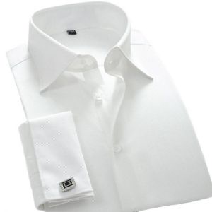 Recommend quality France cufflink men dress shirts turndown collar breathable slim fit party wedding male tuxedo shirts