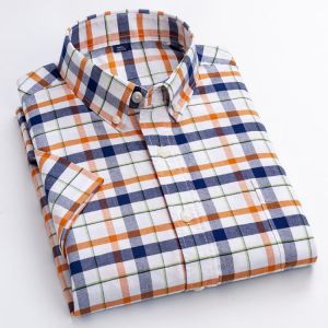Summer 100% Cotton Mens Shirts Short Sleeve Oxford Solid Simple Comfortable Fashion Shirt  Mens Dress Shirts Slim Fit Shirt Men