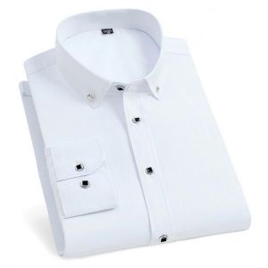 Men's Long Sleeve Dress Shirt Button-down Non-Iron Formal Regular Fit Social Smart Casual Solid Basic Business Shirt No Pocke