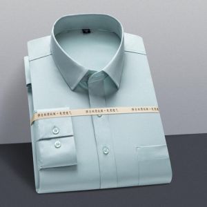 New Fashion Stretch Non-iron Shirt Anti-wrinkle Classic Solid Selfcultivation Business Casual Wear Long Sleeve Shirts for Men