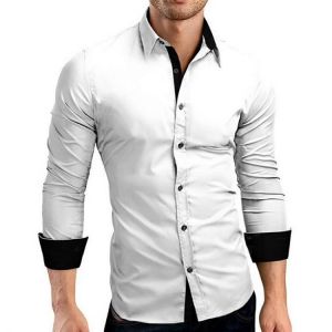 Adisputent Men's Long Sleeve Business Shirt Double Collar Season Shirt Fashion Party Shirt Office Work Men's Slim Shirts