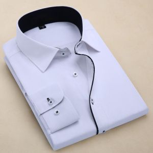 New Men's Shirt Men's Long Sleeve White Shirt Professional Business Formal Dress Large Casual Non Iron Slim Men's D