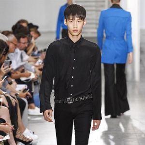 Men's 2021 Tokyo show small pointed collar black shirt long sleeve MODERN RETRO shirt