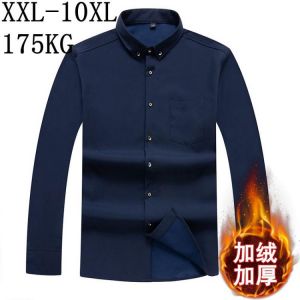 10XL 8XL 7XL 2019 New Winter Formal Dress Shirt Men Long Sleeve Classic Black Work Wear Brand Business Mens Thick Fleece Shirt