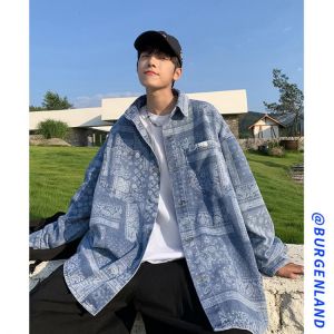 French cashew flower shirt men's long sleeve spring and autumn fashion brand design sense of small ruffian handsome shirt New
