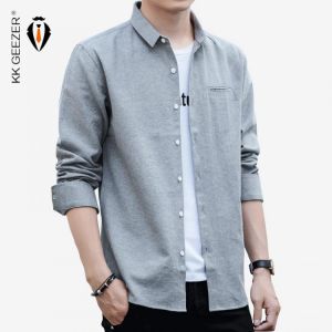 Men Shirts Long Sleeve Slim Fit Dress Shirts Brand Design Fashion Shirt Business Casual Button Down Pocket Shirt Office
