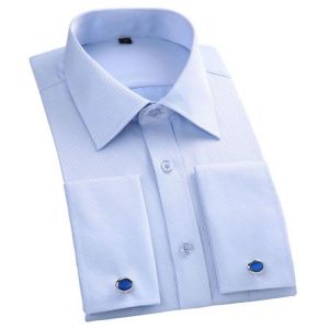 Men's French Cufflinks Dress Shirt Loose Social Plus Size Long Sleeve Formal Regular Fit French Cuff Luxury Business Shirt