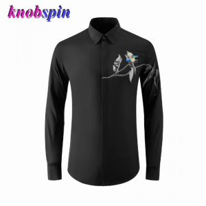 Brand Printed Male Shirts Luxury Long Sleeve Casual Party Mens Dress Shirts Flowers And Birds Slim Fit Man Shirts Plus Size 4XL