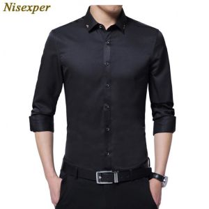 2020 Shirt Men Long Sleeve Autumn New Fashion Designer Good Quality Solid Shirt Slim Fit Business Shirts Formal M-5XL