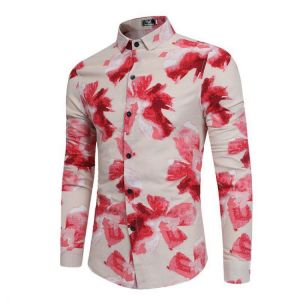 2021 New Fashion Flower Print Mens Dress Shirt Camisa Masculina Long Sleeve Shirt Men Slim fit Design Formal Casual Blouse M-3XL