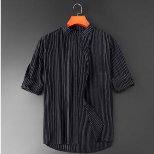 Quality Good 2021 new men short sleeve shirt Four Seasons stripes slim collar men size m-5xl