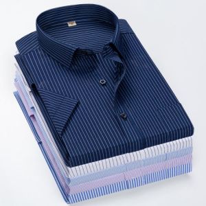 Summer Men's Fashion Business Casual Striped Shirt 2021 New Men's Brand Professional Work Shirt Men's Dress Short S