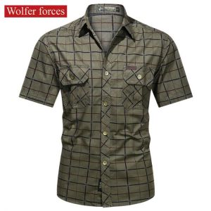 Checkered Shirt Man Summer Casual Clothes Men Clothing Mens Shirts Casual Husband Men's Camisa Camiseta Camisas Masculina Hom