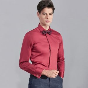 2020 Brand New 100% Cotton Shirts for Men Business Suits Dress Shirt Cufflink Shirts Mercerized Cotton Long Sleeve French Cuffs