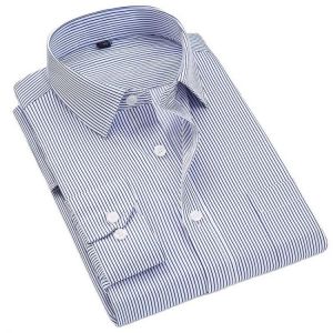 Business Non-Iron Regular Fit men's striped shirts formal long sleeve square collar easy care