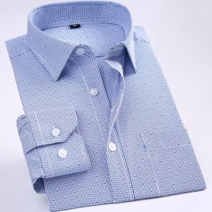 New non-iron regular fit men  long sleeve business men shirts easy care striped/plaid dot floral tops for male