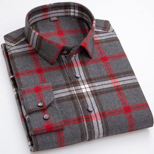 100% Cotton Men's Plaid Casual Shirt Fashion New Long Sleeve High Quality Soft Flannel Regular Fit Classic Checked Shirt