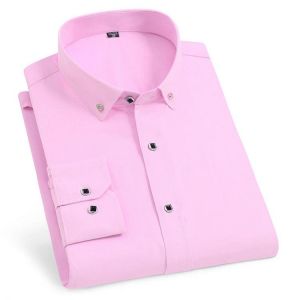Men's Shirts Long Sleeve Cotton Smart Casual White Nary Solid Shirt Slim Male Social Business Formal Shirt Tops Brand Soft Co