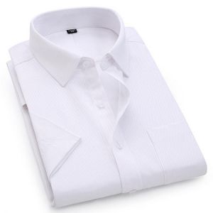 2021 Men's Dress Casual Short Sleeved Shirt Twill White Blue Pink Male Shirt For Men Social Brand Shirts 4XL 5XL 6XL 8XL