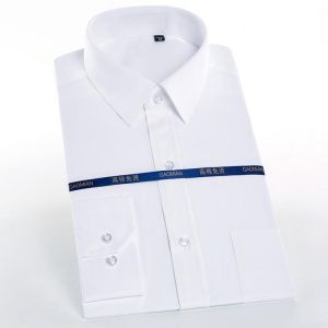 Men's Standard-Fit Long Sleeve Easy Care Shirt Single Pocket High-quality Formal Business Work Office Solid Basic Dress Shirt
