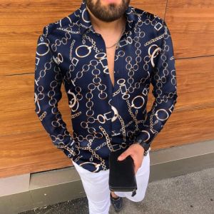 Hot Sale 2021 Spring And Autumn European American Men's Shirts New Formal Wear Casual Slim Printed Long-sleeved Shirts Men&#x