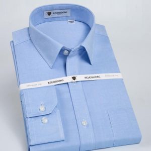 Men's Classic Long Sleeve Non-Iron Shirts Single Patch Pocket Standard-fit Formal Business Work Social Cotton Basic Dress Shi