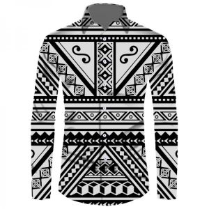 Polynesian Tribal Style Samoan Pattern Design Long Sleeve Shirt Men Plus Size 6XL Wholesale Maoli Tattoo Arm Shoulder Tattoo