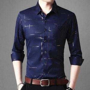 2021 Casual Turn Down Collar Long Sleeve Slim Men Shirt Spring Social Dress Shirts Mens Fashions Jersey