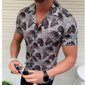 Summer Fashion hawaiian shirt men slim fit polyester Printed Short Sleeve Big Us Size Hawaii Flower Patterns Beach Shirts Male