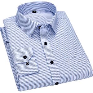 Aoliwen brand 2021 Men's Fine stripe Flannel Cotton Long Sleeve Shirt Comfortable Soft Skin-friendly Men's Casual Busine