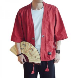 VIANKANI Cotton Linen Kimono Cardigan Men Japanese Male Yukata Men's Haori Causal Samurai Clothing Traditional Streetwear Jac