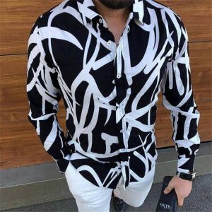 2021 Men Spring Autumn Fashion Trend Shirt For Men Print Long Sleeve Tops Hawaiian Shirts Men Clothing Vacation Shirts M- 3XL