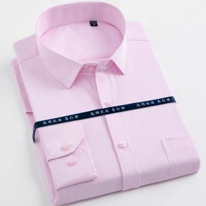 Men's Regular-fit Long Sleeve Solid Basic Dress Shirts Single Pocket Comfortable Soft Formal Business Work Office Tops Shirt