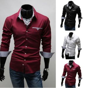 Men's Slim Fit  Long Sleeve Shirt Formal  Dress Shirts Designer Business Luxury Shirts Regular Solid Shirt Men's Clothes