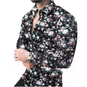 2021 New Men Spring Autumn Fashion Trend Shirt For Men Print Long Sleeve Tops Hawaiian Shirts Men Luxury Vacation Shirts M- 3XL