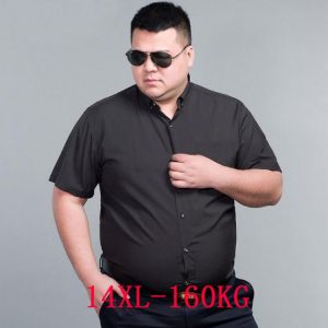 Men's Short Sleeve Big Shirt Large Size 10XL 11XL 12XL 13XL 14XL Business Office Comfortable Summer Lapel White Shirt 8XL 9XL